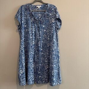 Go Softly Patio Dress Full Zip Front Floral Beaded Embroidered XL